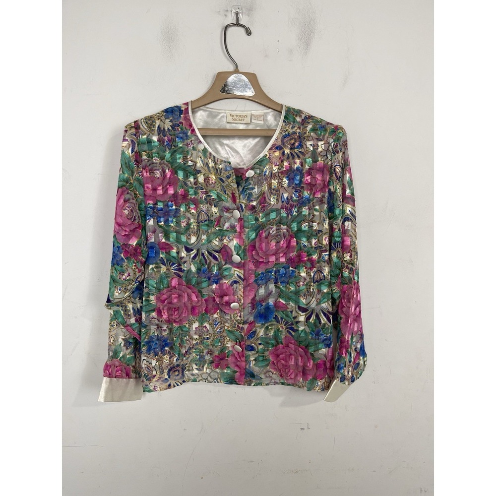 Victorias Secret Womens Shirt XS Floral Sheer Fairy Tropical Evening VTG Luxury